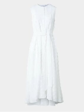 Akris Punto White Sleeveless Dot-Organza High-Low Dress